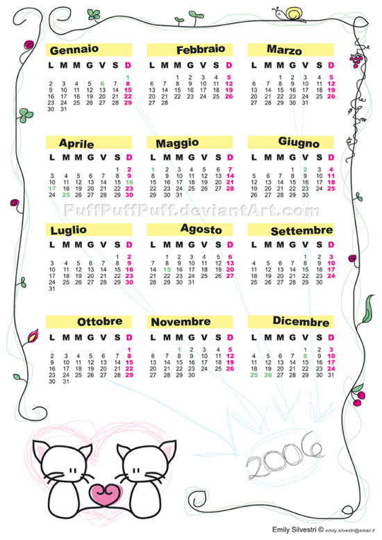 Calendario con mici 2006