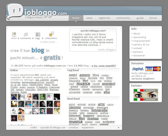 Il logo nella homepage del sito